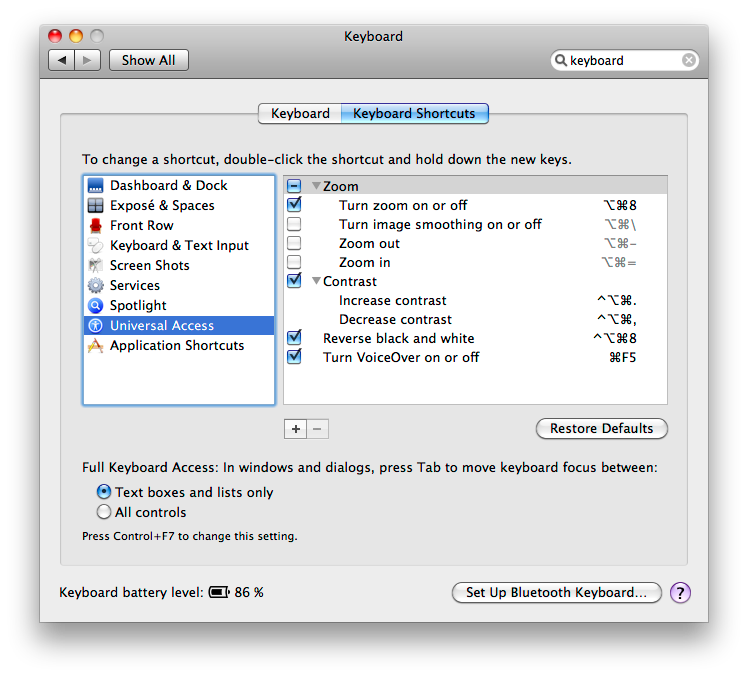 The Keyboard Shortcuts